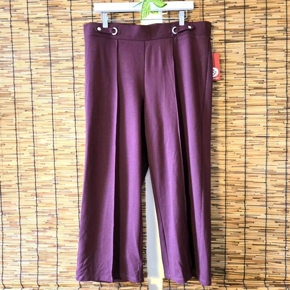 NWT Plum Colored Pull On Wide Leg Pants Trousers
